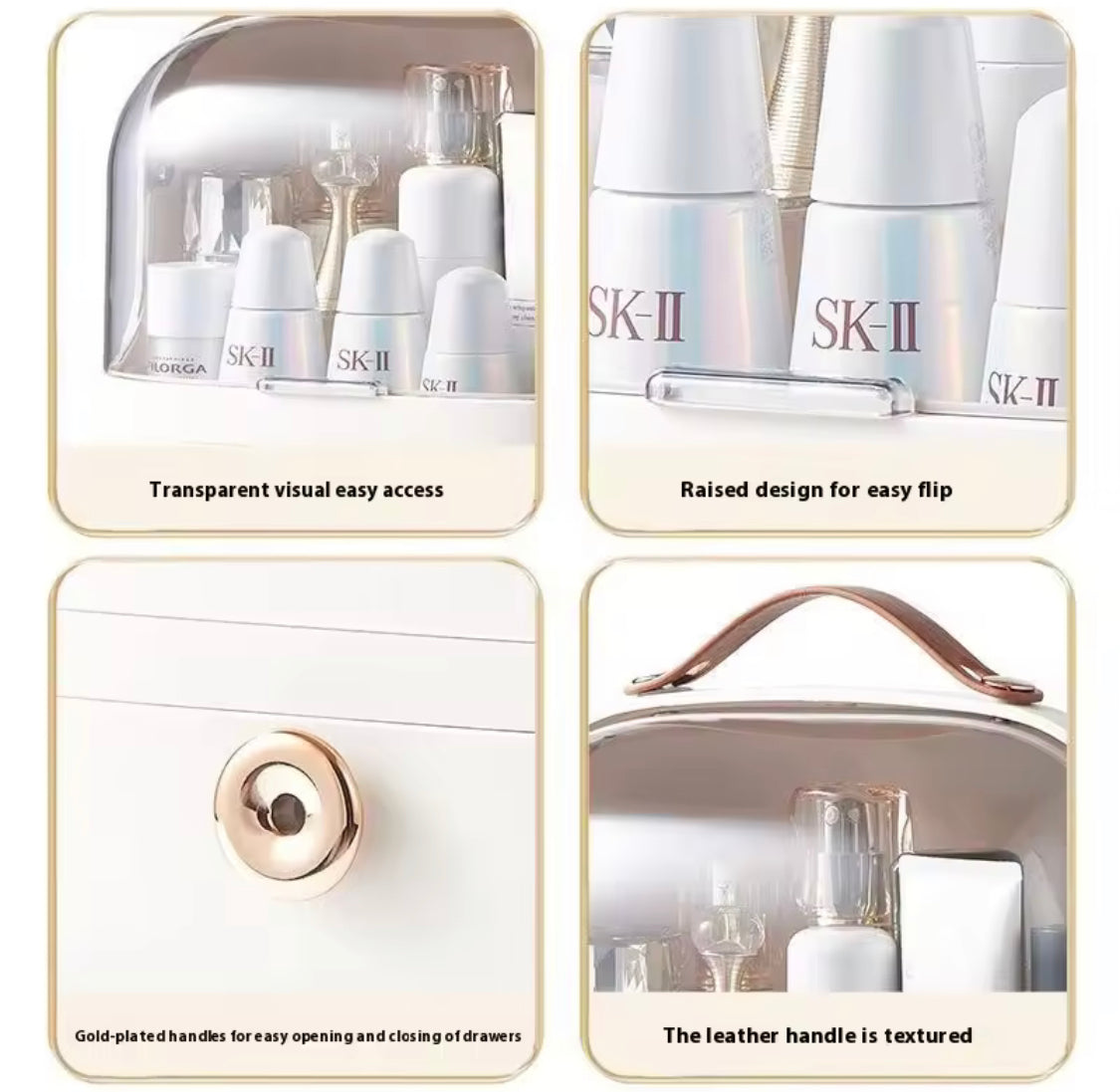Luxury Makeup Organizer Case, Waterproof Cosmetic Storage Box With Drawer, Desktop Perfume Organizer, Luxury Makeup Organizer Case, Waterproof Cosmetic Storage Box With Drawer, Desktop Perfume Organizer,